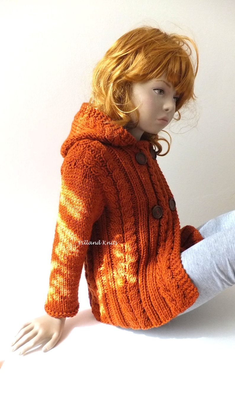 Sudadera con capucha de punto para niños pequeños, chaqueta de punto de cable, abrigo para niños, muchos colores disponibles imagen 2