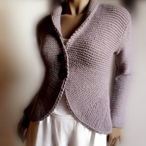 Women's Hand Knit Sweater Jacket Purple Grey Wool Sweater Cardigan Many Colors Available image 3