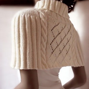 Women's Shrug Cape Shoulder Warmer Mini Poncho Hand Knit Sweater Many Colors available image 3