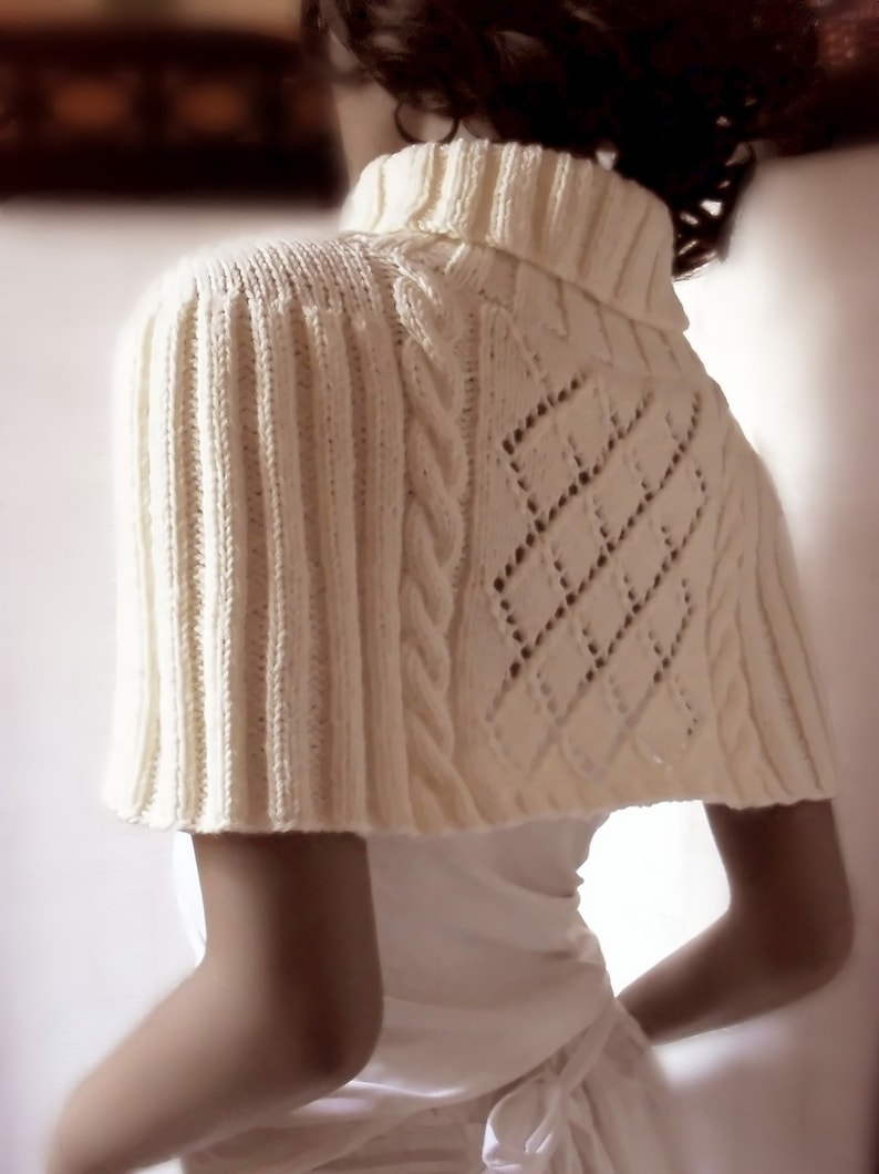 Women's Shrug Cape Shoulder Warmer Mini Poncho Hand Knit Sweater Many Colors available image 3