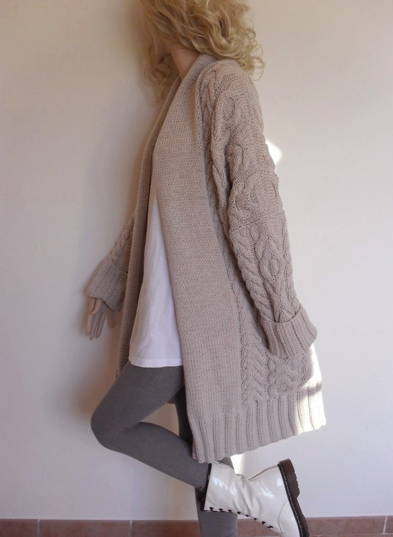 Women's Cable Knit Sweater, Knitted Alpaca and Wool Cardigan, Many colors available image 4