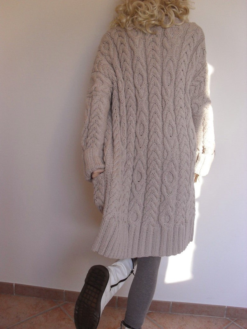 Women's Cable Knit Sweater, Knitted Alpaca and Wool Cardigan, Many colors available image 5