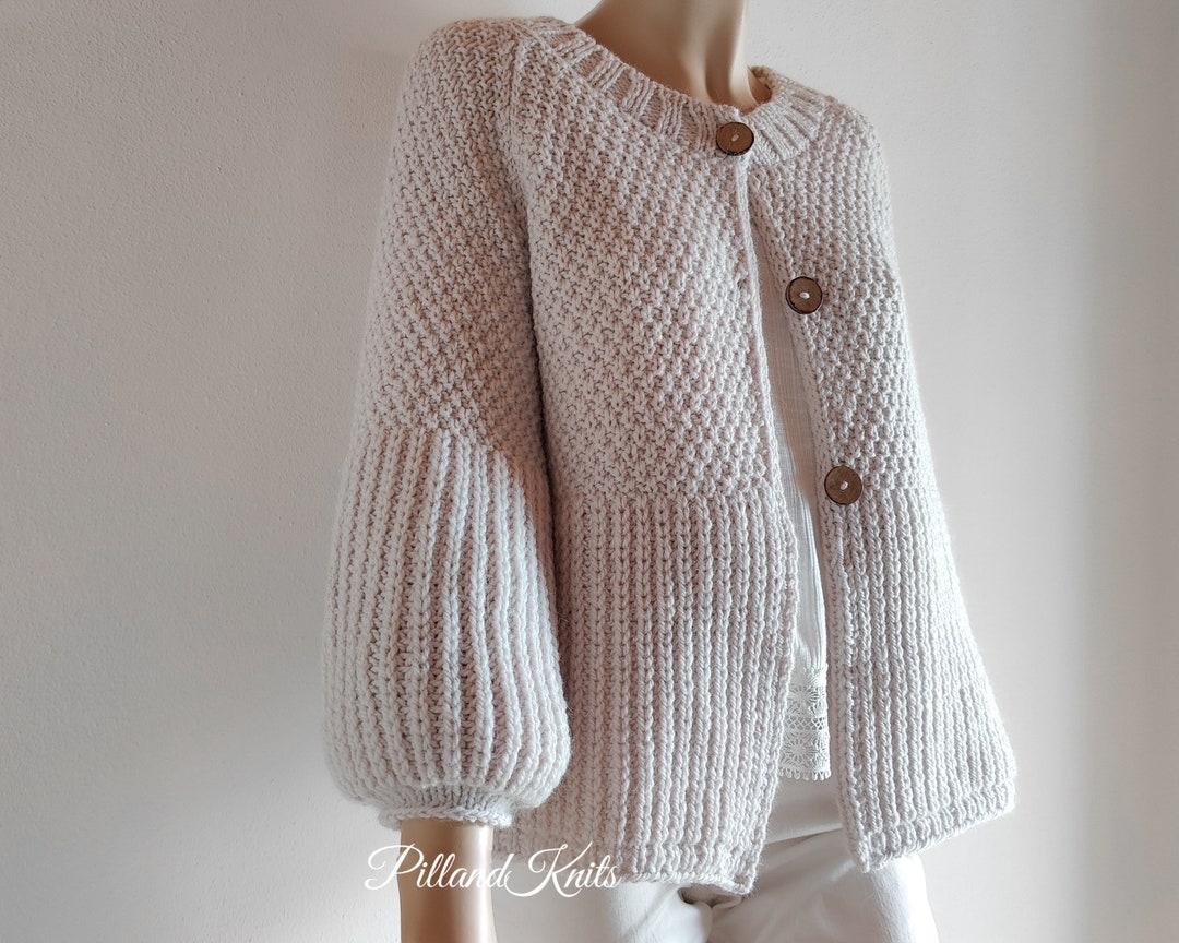 トップス andwang Puff sleeve cardigan トップス andwang Puff sleeve cardigan Neutral Puff Sleeve