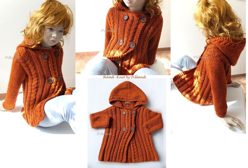 Sudadera con capucha de punto para niños pequeños, chaqueta de punto de cable, abrigo para niños, muchos colores disponibles imagen 4