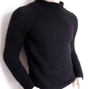 Maglione da uomo Maglione da sci nero Maglione unisex in maglia di alpaca e lana