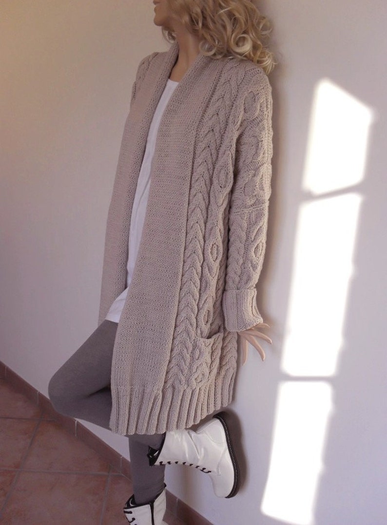 Women's Cable Knit Sweater, Knitted Alpaca and Wool Cardigan, Many colors available image 3