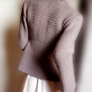 Women's Hand Knit Sweater Jacket Purple Grey Wool Sweater Cardigan Many Colors Available image 4