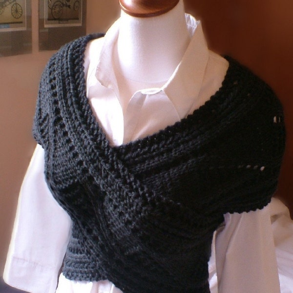 Hand Knit Sweater Vest  Cowl Neck warmer Womens Merino Wool Sweater Dark Grey Steel Blue SUMMER SALE
