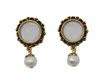 Freshwater Ornate Pearl Drop Earrings