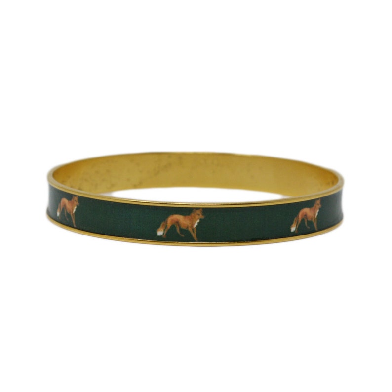 Forest Green Fox Bangle Bracelet image 1