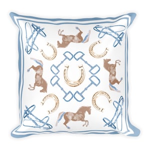 Amore dei Cavalli&quot; Throw Pillow , Equestrian Throw Pillow Horse Throw Pillow Baby Blue Throw Pillow Equestrian Home Decor Horse Home Decor