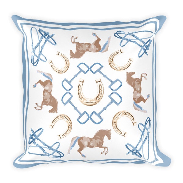 Amore dei Cavalli" Throw Pillow , Equestrian Throw Pillow Horse Throw Pillow Baby Blue Throw Pillow Equestrian Home Decor Horse Home Decor