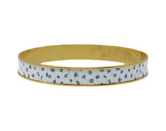 Sweet Blue Floral Bangle Bracelet