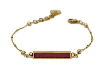 Crimson Leather Dainty Charm Bracelet