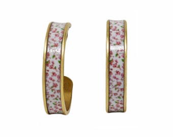 Pink Floral Hoop Earrings