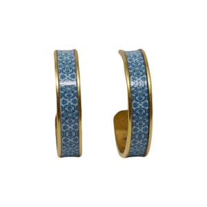 Women&#39;s Preppy Royal Tile Hoop Earrings Tile Earrings Tile Jewelry Tile Patterned Earring Tile Patterned Jewelry Preppy Earrings