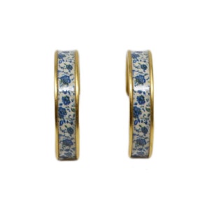 New England Blue Floral Hoop Earrings