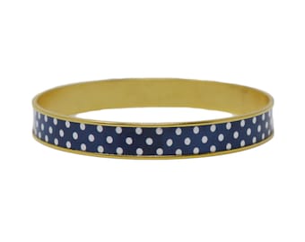 Navy Blue Polka Dot Bangle Bracelet