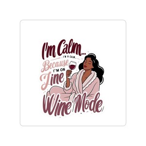 Chic Wine Mode Sticker, Cute Phone/Car Decor, Calm Aesthetic, Gift for Wine Lovers, Fun Wall Decor, Clear Vinyl Die-Cut