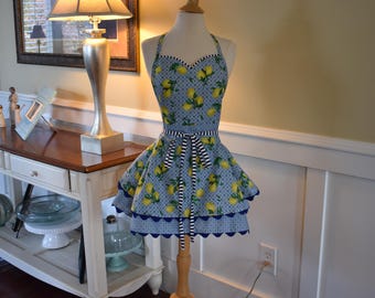 Make Life Sweet - Lemon Sadie Apron - Women’s Apron - Work Apron - Cute Flirty Kitchen Apron - 4RetroSisters Aprons