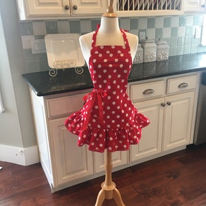 Josie Retro Apron in Cadillac Red- Cute Aprons for Women - Fun for Valentine's Day and Year Round Retro Modern Woman’s Apron - 4RetroSisters