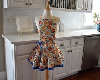 Forget Me Not - Cute Kitchen Apron - Mother's Day Gift -  Floral Apron Wear Year Round - Women’s Cute Aprons by 4RetroSisters