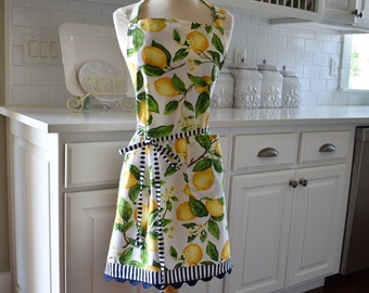 Lemon Print Apron: Retro Modern Kitchen Apron - 4RetroSisters