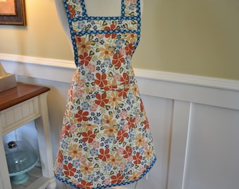 Floral Retro Modern Kitchen Annie Apron - Work Apron - Hostess Apron -- Cute Aprons by 4RetroSisters - Women's Aprons  Mother's Day Gift