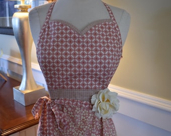 Peach Days - Women's Retro Modern Kitchen Apron - Aprons for Women by 4RetroSisters - Hostess Apron