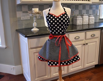 Strawberry Pie Kitchen Apron - Women's  Retro Modern Apron  -  Bridal or Birthday Gift  - Pin Up Apron  Personalized Aprons - 4RetroSisters