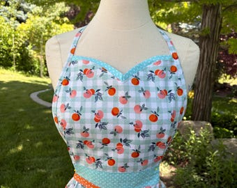 Orange You Cute - Women's Retro Modern Kitchen Apron - Aprons for Women by 4RetroSister