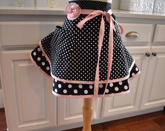 Cotton Candy Women's Retro Modern HALF Apron- Fun for Year-Round -- Cute 4RetroSisters Apron -  Birthday Gift