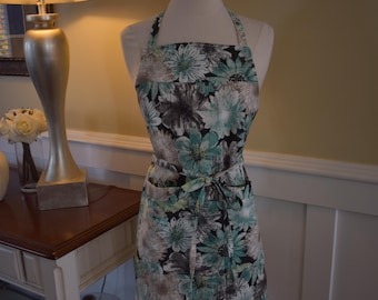 Pretty Floral Chef Apron - Women's Aprons by 4RetroSisters - Kitchen Aprons