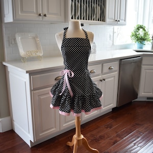 Touch of Pink Retro Modern Apron Josie Style - Bridal or Birthday Gift Cute Womens Apron -Personalized Aprons  by 4RetroSisters