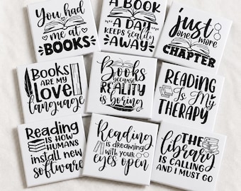 Ímãs de geladeira com citações inspiradoras de livros, conjunto de ímãs em preto e branco.