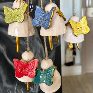 Wind Chime - Bell Chimes, Angel Figured Window Front - Patio Ornament & Set of 2 Yellow and Green hanging bells