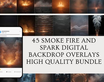 Smoke Fire and Spark digital backdrop overlay for composite photography, sports backgrounds, smoke and fire effect texture photo background