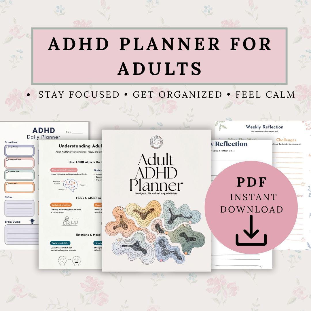 Adult ADHD Planner | Daily, Weekly, Executive Function Workbook (PDF ...