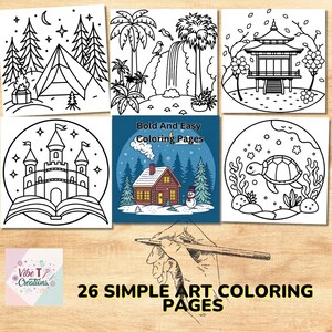 Simple Art Coloring Book: Bold Easy Designs for Adults & Teens (Digital Download)