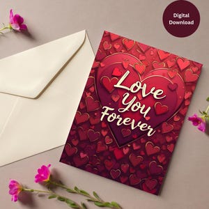 Cartão de dia dos namorados Love You Forever | Cartão de dia dos namorados para impressão | Cartão de dia dos namorados para impressão | Dia dos namorados, cartão para ele, marido, namorado, namorada