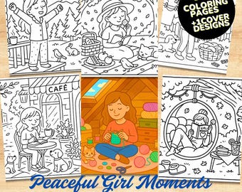 Peaceful Girl Coloring Book: Bold & Easy Pages (Digital Download)
