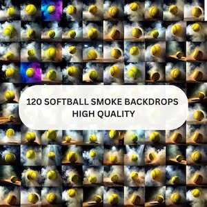 May include: 120 high-quality digital backgrounds featuring yellow softballs with smoke effects. Perfect for creating sports-themed graphics and designs.
