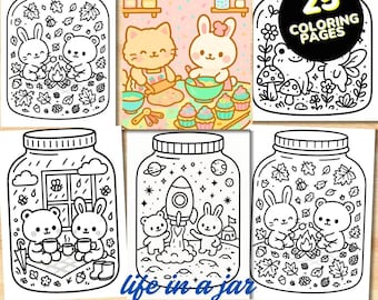 Kawaii Jars Coloring Book, Life Scenes (PDF