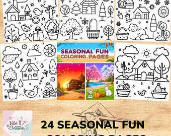 Seasonal Coloring Book: Bold Line Art for Kids (PDF Pattern)