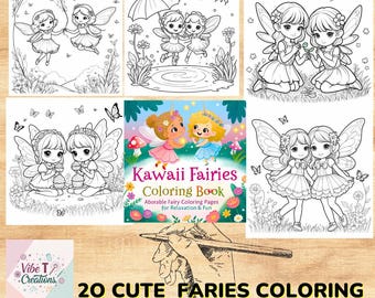 Bold and Easy Coloring Book, Cute Fairy Girl&#39;s Coloring Pages, Kawaii Fairies Coloring, Relaxing Activity for Adults and Kids, Stress Relief