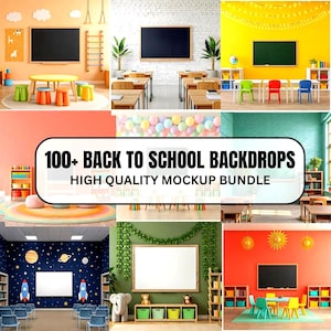 100+ Back To School Photography Backdrops: Chalkboard Classroom Props (Digital Download)