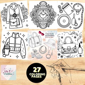 Fashion Accessories Coloring Book: Modern Designs (Digital Download)