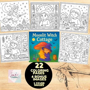 Cottage Witch Coloring Pages: Cozycore Forest Scenes (PDF Download)