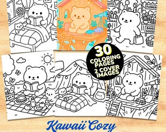 Kawaii Bear Coloring Book – 30 Cozy Doodle Pages (PDF Download)