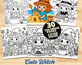 Cozy Witch Coloring Book: 30 Kawaii Witchy Pages (PDF Pattern)